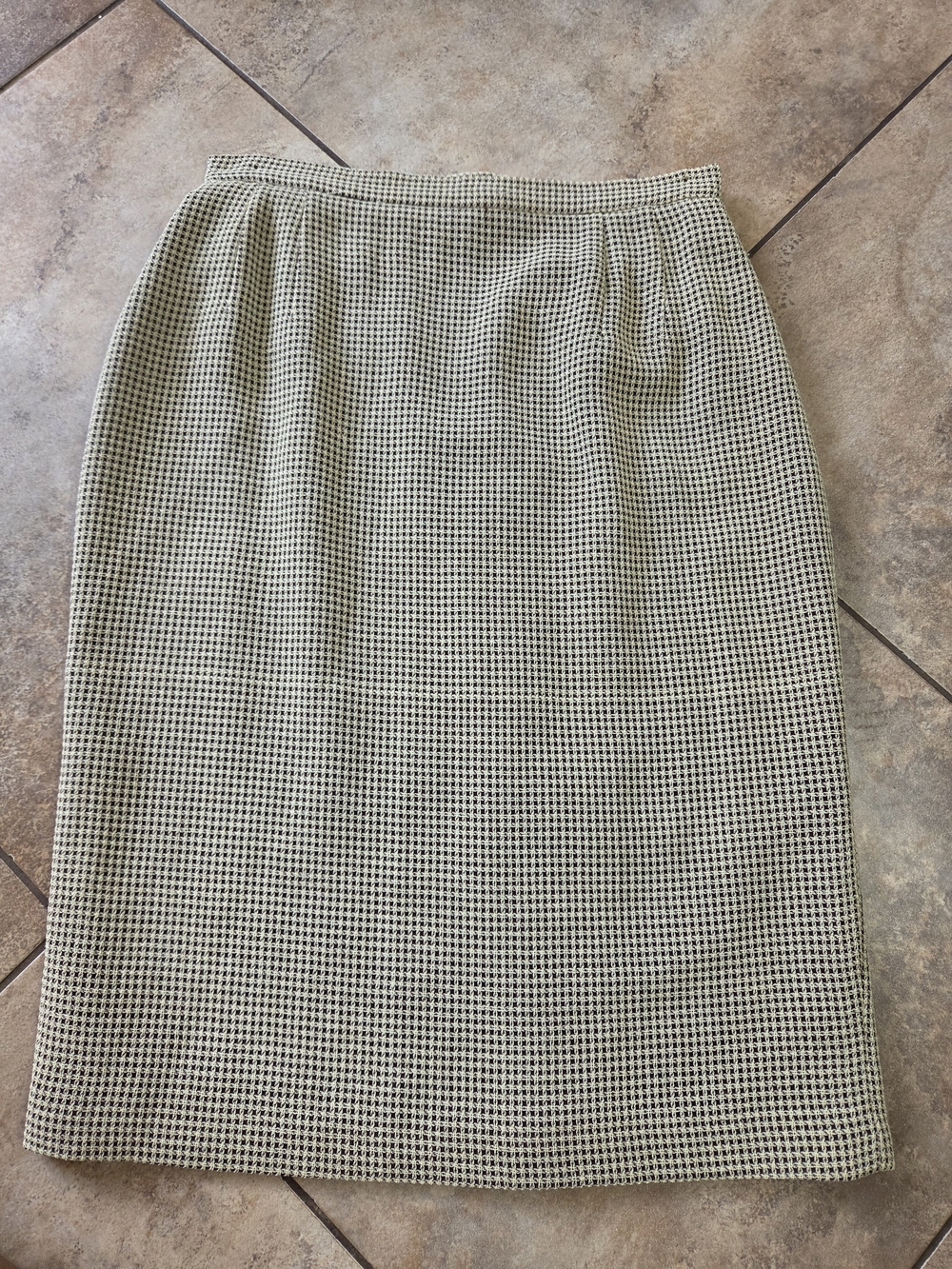 Houndstooth Pencil Skirt - Black & Cream